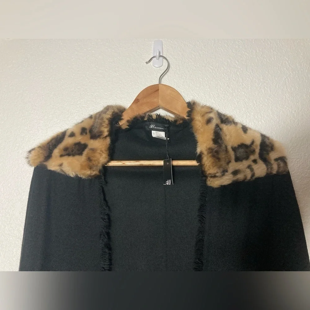 NWT aW accessories modal wool alpaca blend scarf cape wrap poncho animal print